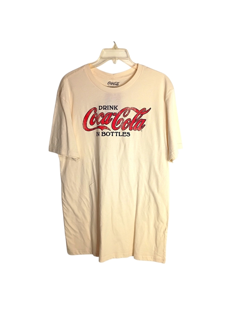 Coca Cola Men's Cream Graphic Logo T-Shirt - Size M